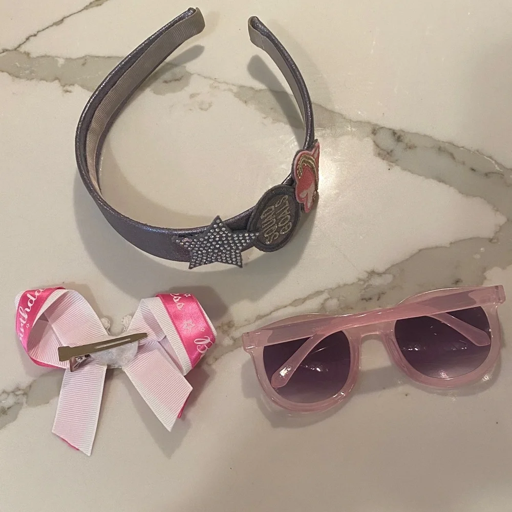 Pink Sunglasses, Sparkle Headband & Crown bow hair clip Set